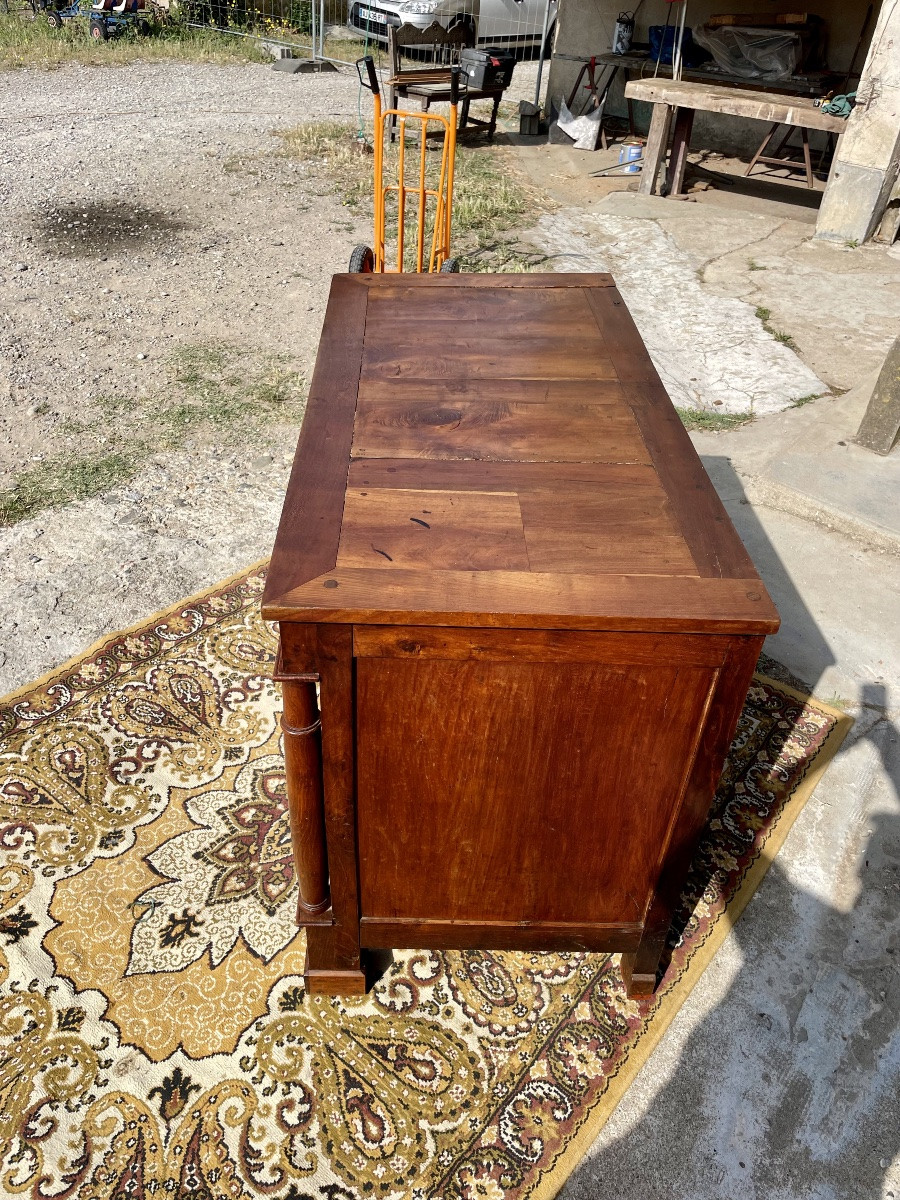 Commode, empire à colonne, détachées , en acajou massif d époque XIXÉM siècle -photo-2
