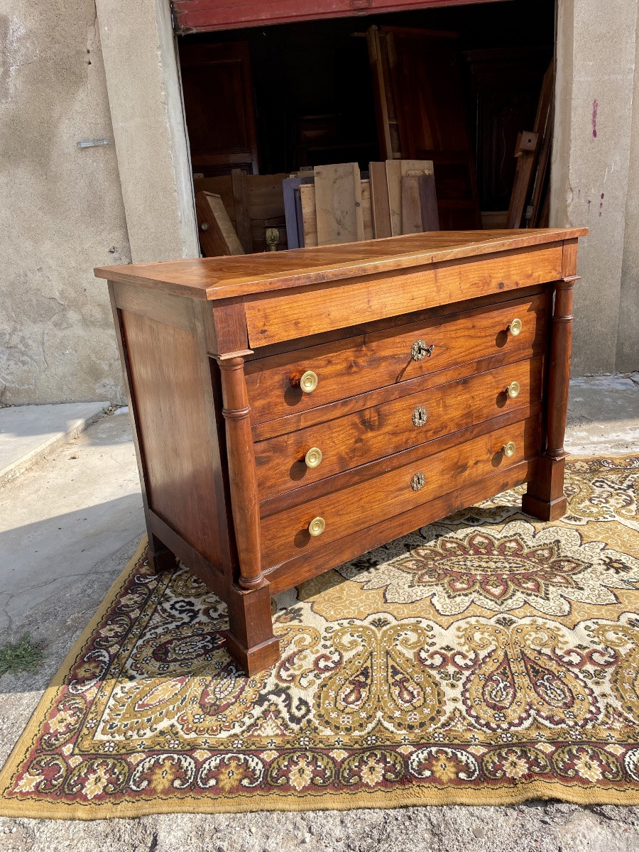 Commode, empire à colonne, détachées , en acajou massif d époque XIXÉM siècle -photo-4
