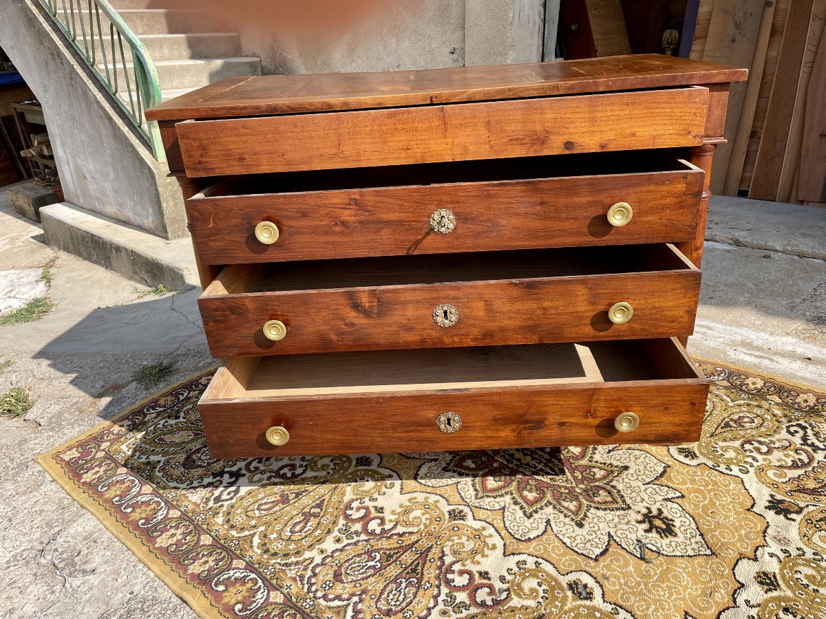 Commode, empire à colonne, détachées , en acajou massif d époque XIXÉM siècle -photo-2