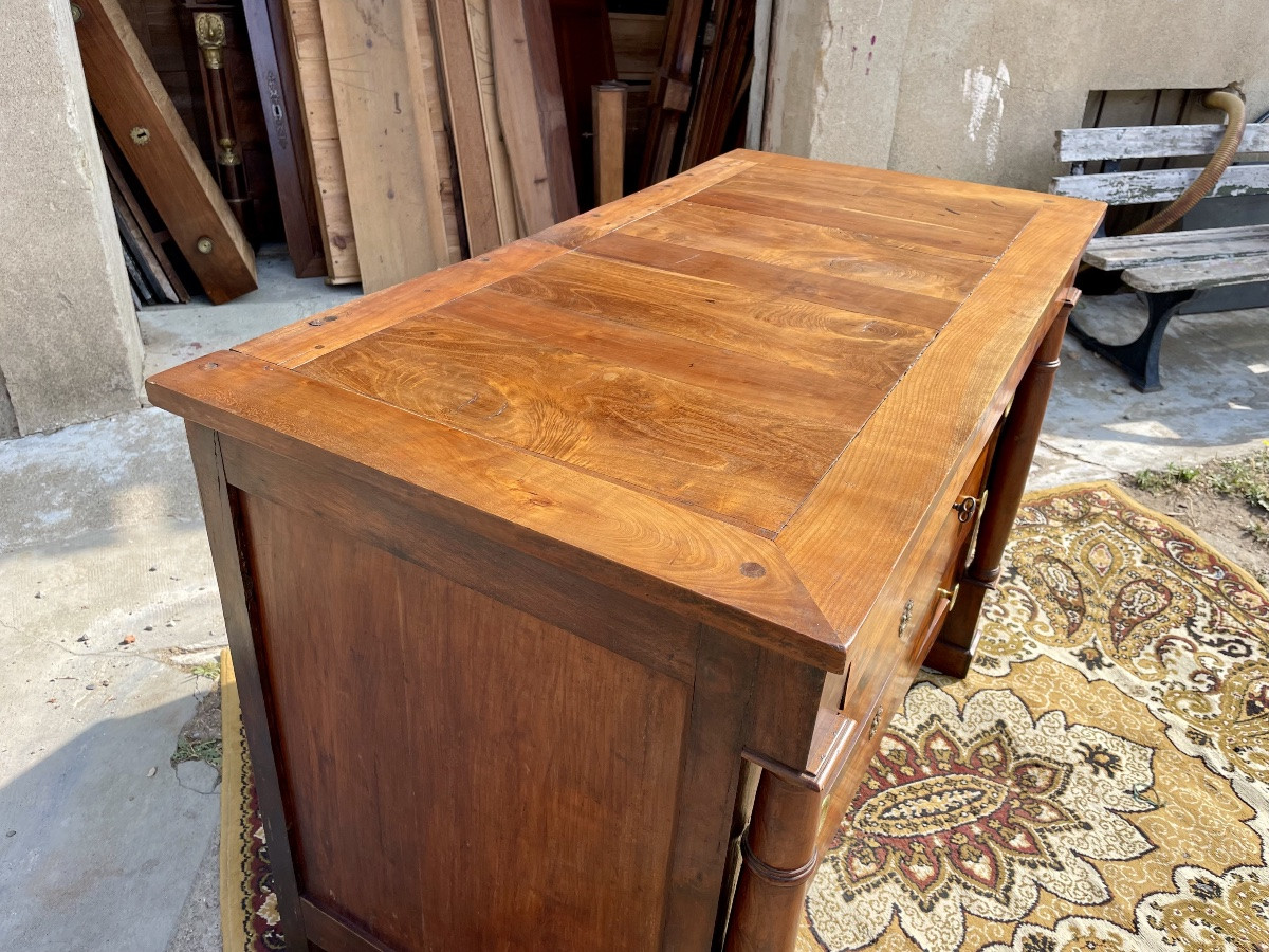 Commode, empire à colonne, détachées , en acajou massif d époque XIXÉM siècle -photo-8