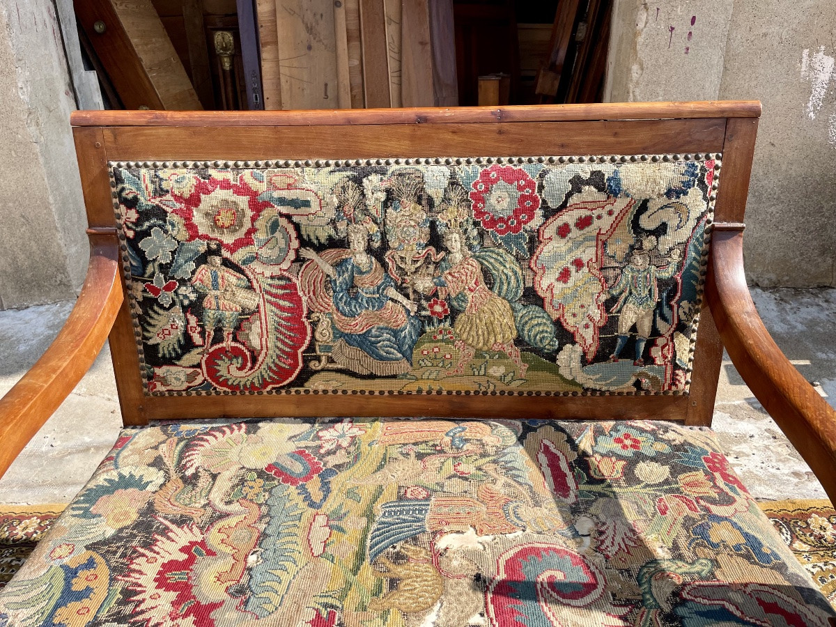 Living Room, 5-piece Empire Walnut, 19th Century -photo-2