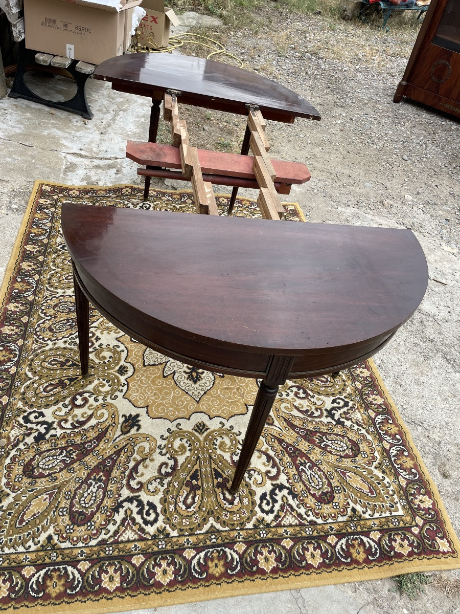 Table de salle à manger, demi lune Louis XVI 1900-photo-2