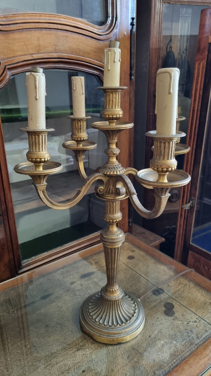 Pair Of Louis XVI Bronze Candelabras From The 19th Century -photo-2