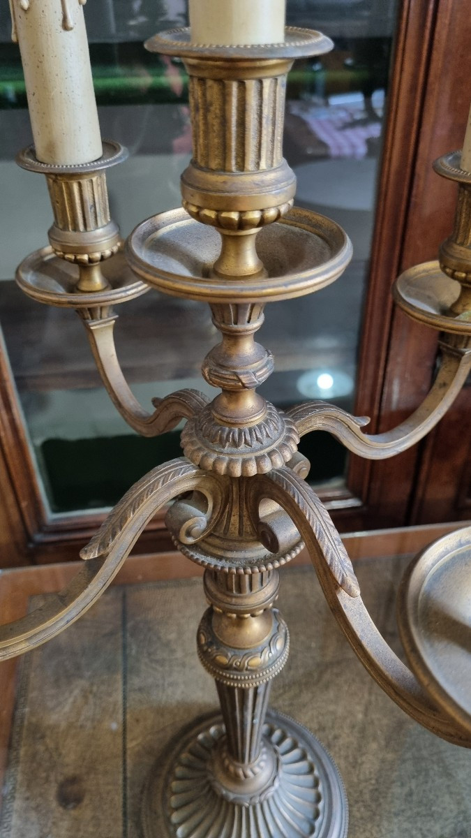 Pair Of Louis XVI Bronze Candelabras From The 19th Century -photo-3