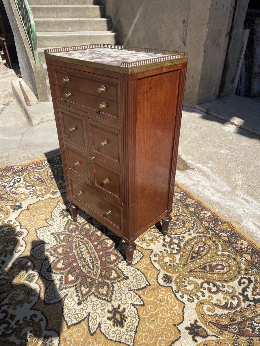 Small, Cabinet, Louis XVI, Mahogany, Napoleon III, 19th Century -photo-6
