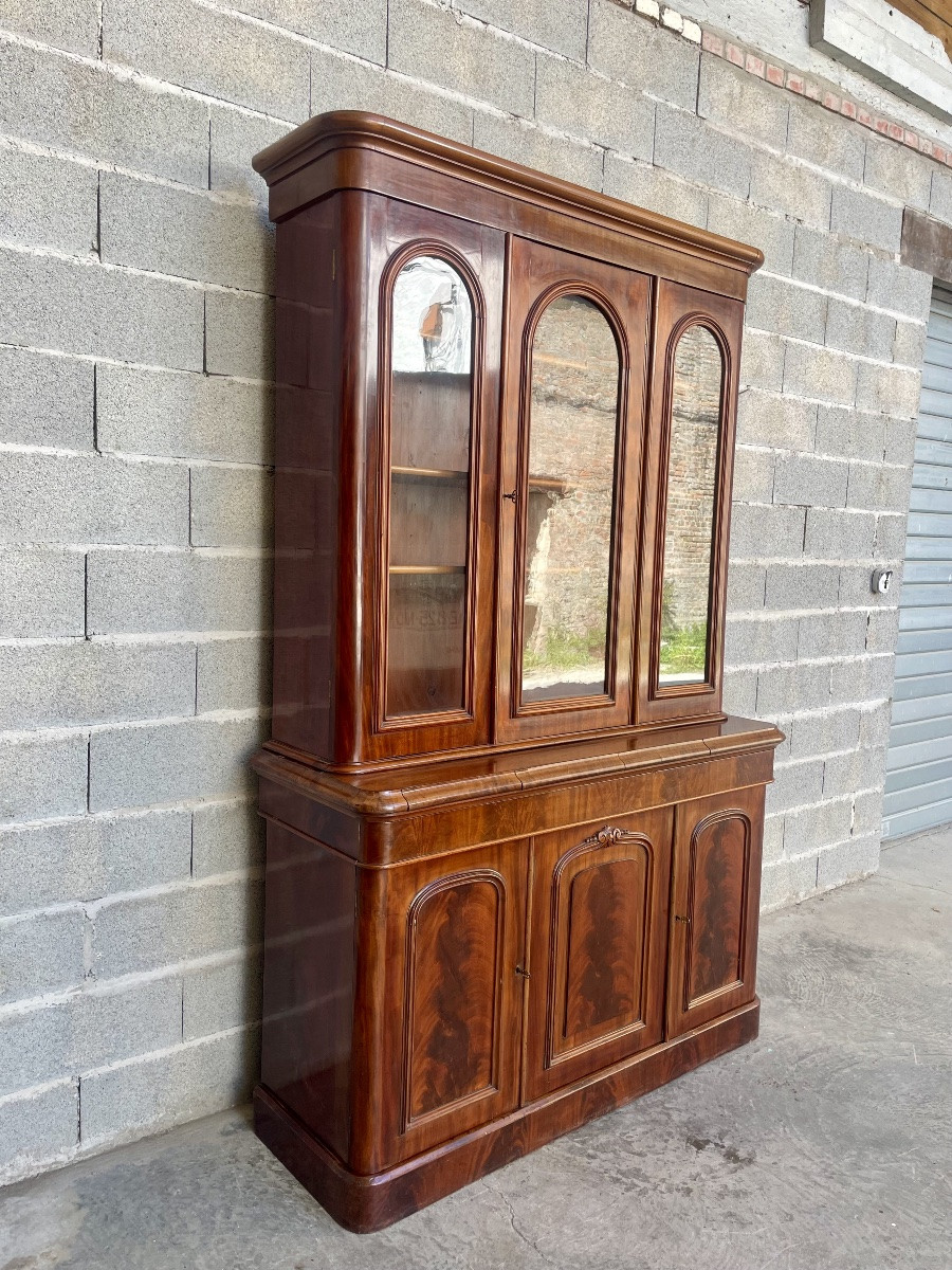 Bookcase, 6 Doors, Napoleon III, In Mahogany, 19th Century -photo-4