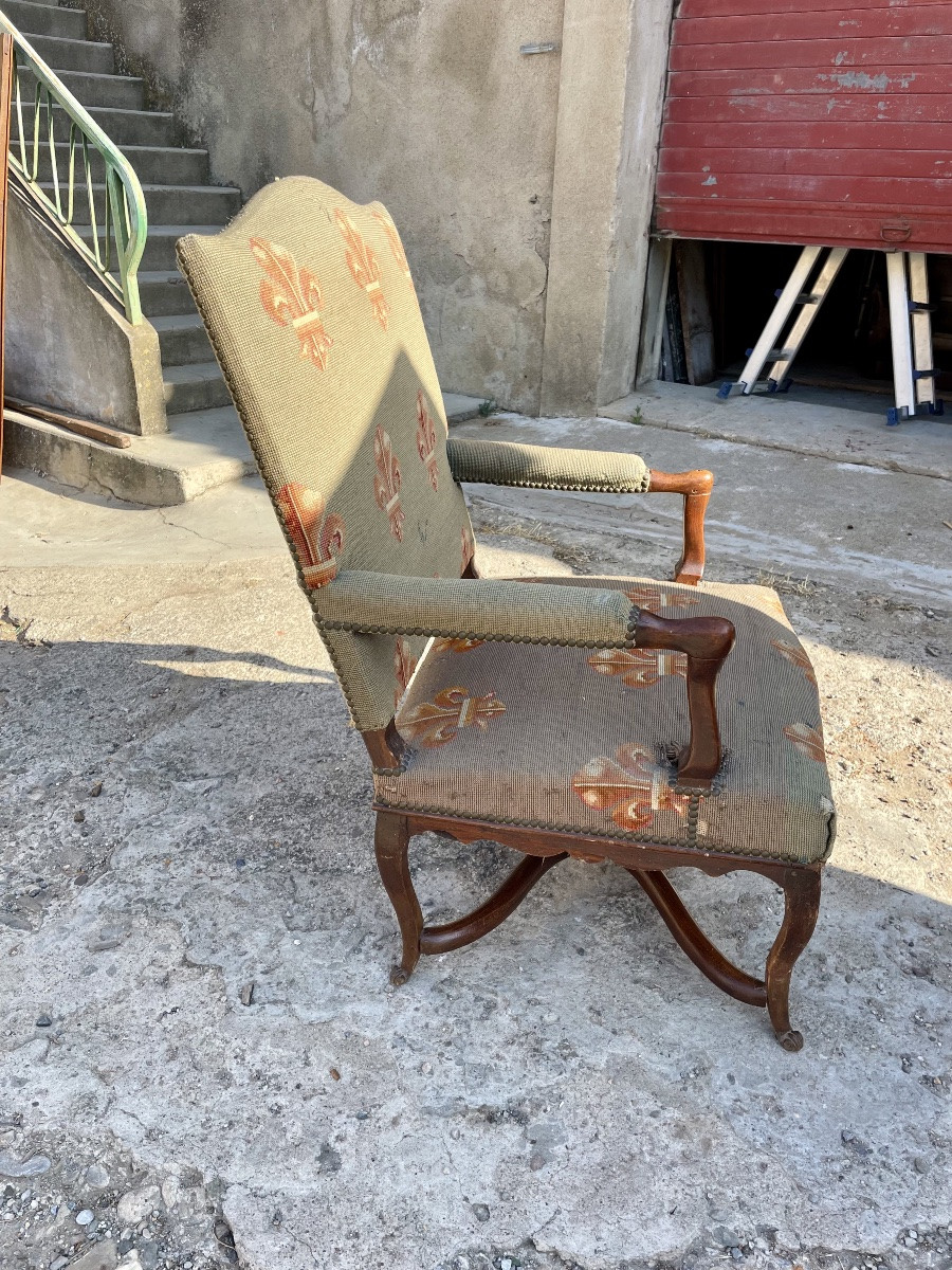 Regency Armchair In Walnut From The 18th Century -photo-2