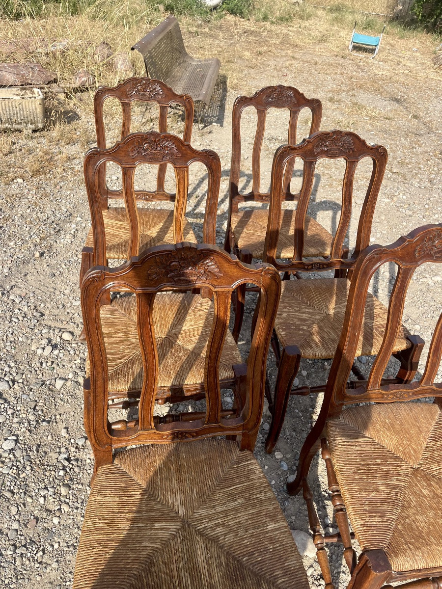 Suite de , 6 chaises  provençale, Louis, XV , en noyer,d’époque XIXE siècle -photo-2