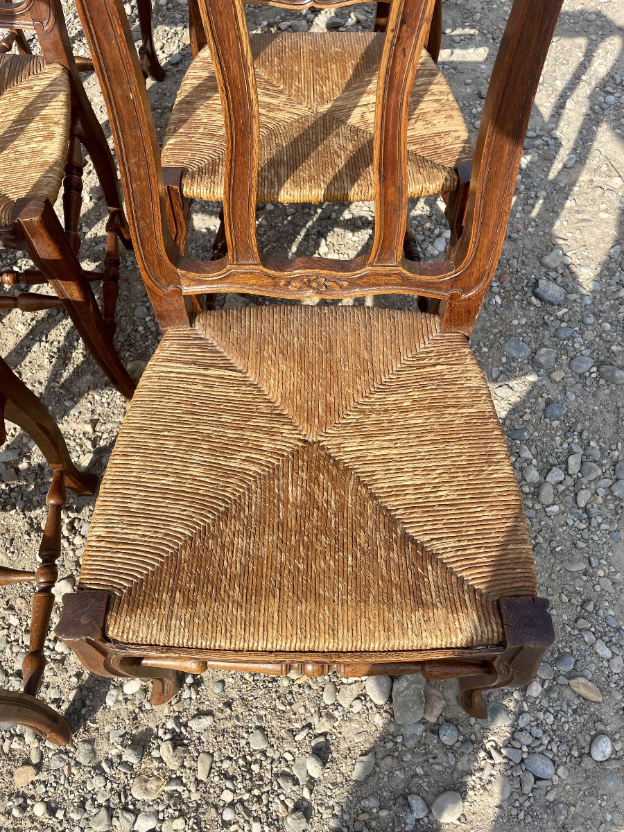 Suite de , 6 chaises  provençale, Louis, XV , en noyer,d’époque XIXE siècle -photo-4