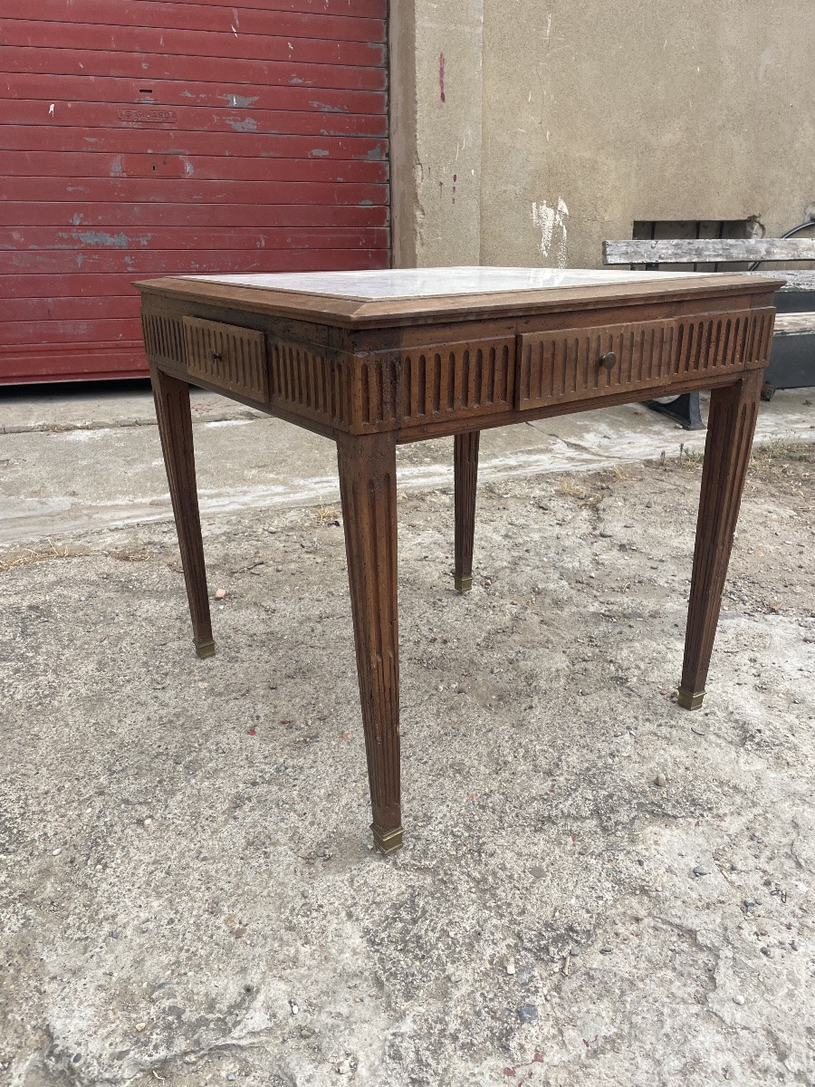 Petite table, Louis XVI, en noyer d époque XIXÉM siècle -photo-2