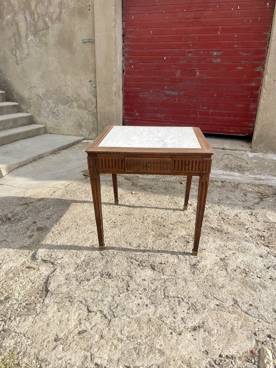 Petite table, Louis XVI, en noyer d époque XIXÉM siècle -photo-7