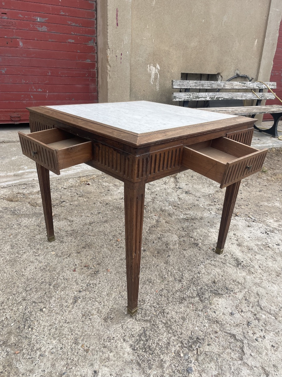Petite table, Louis XVI, en noyer d époque XIXÉM siècle -photo-8