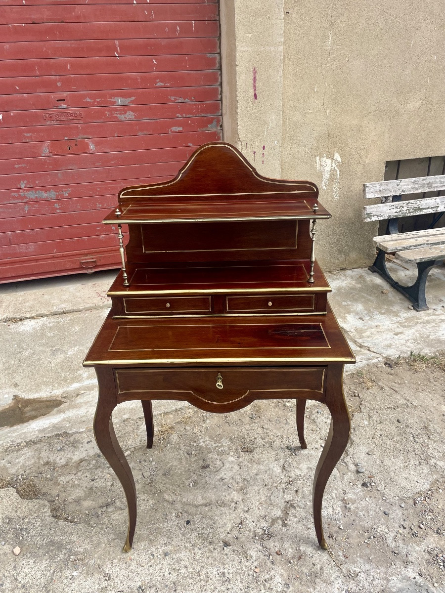 Bonheur Du Jour, Louis XV, In Mahogany From The 19th Century -photo-3