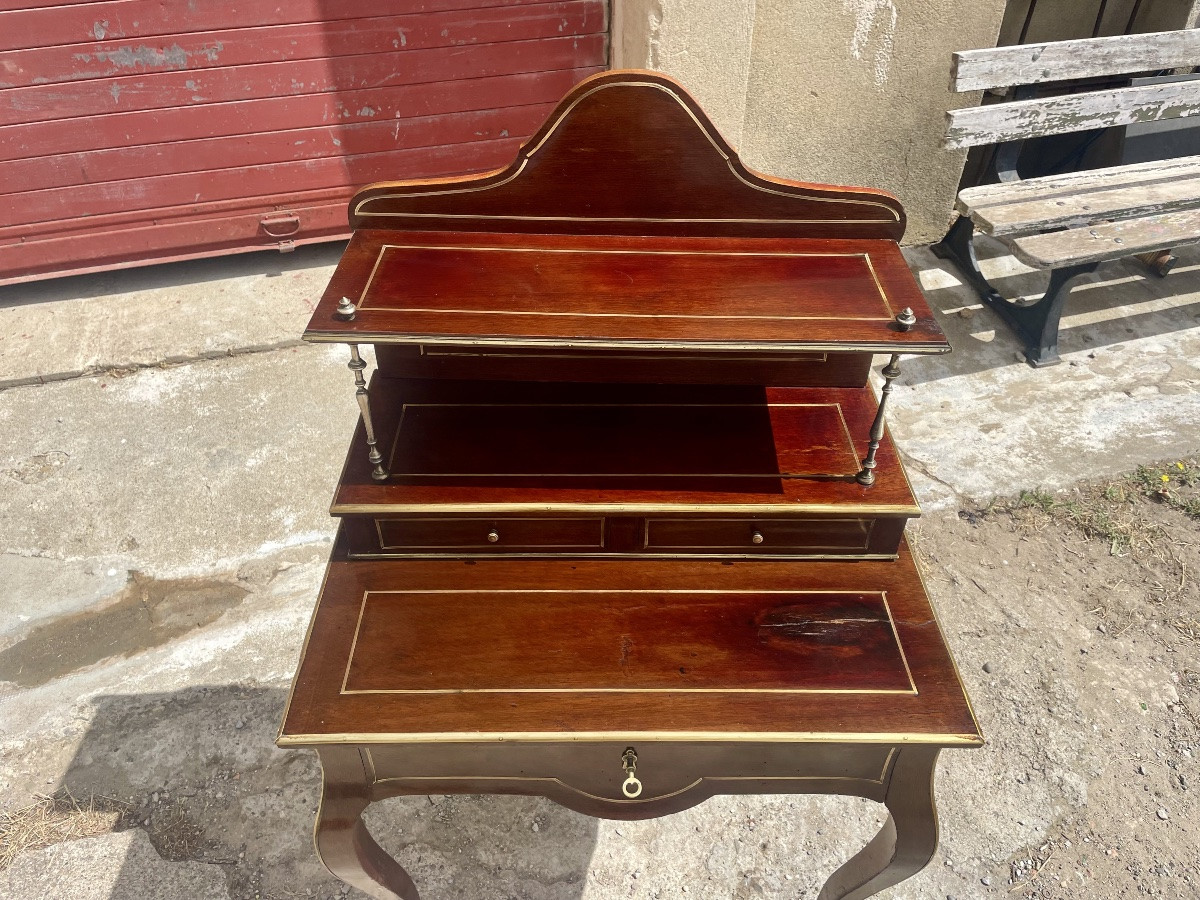 Bonheur Du Jour, Louis XV, In Mahogany From The 19th Century -photo-2