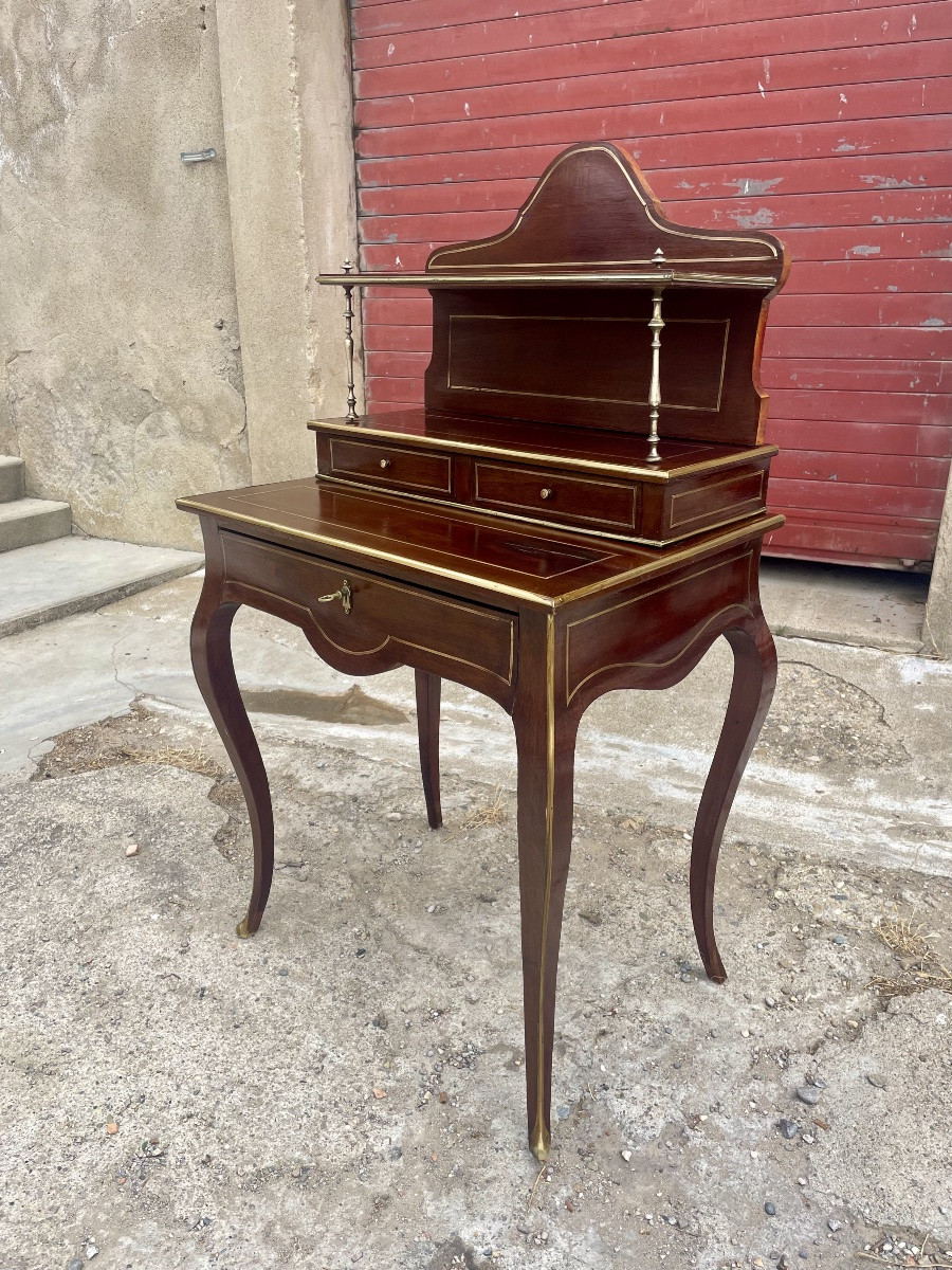 Bonheur Du Jour, Louis XV, In Mahogany From The 19th Century -photo-3