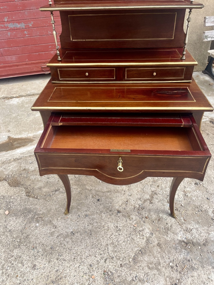 Bonheur Du Jour, Louis XV, In Mahogany From The 19th Century -photo-5