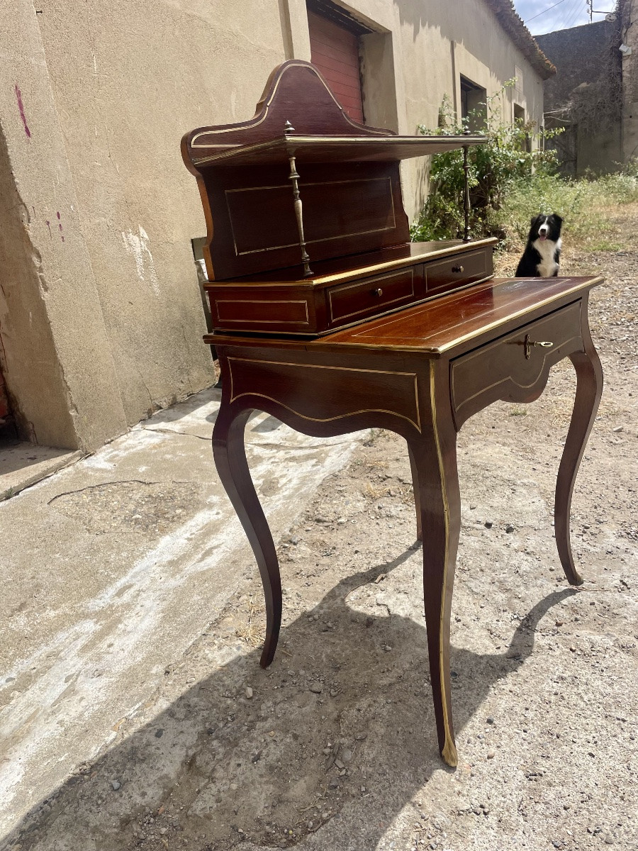 Bonheur Du Jour, Louis XV, In Mahogany From The 19th Century -photo-6