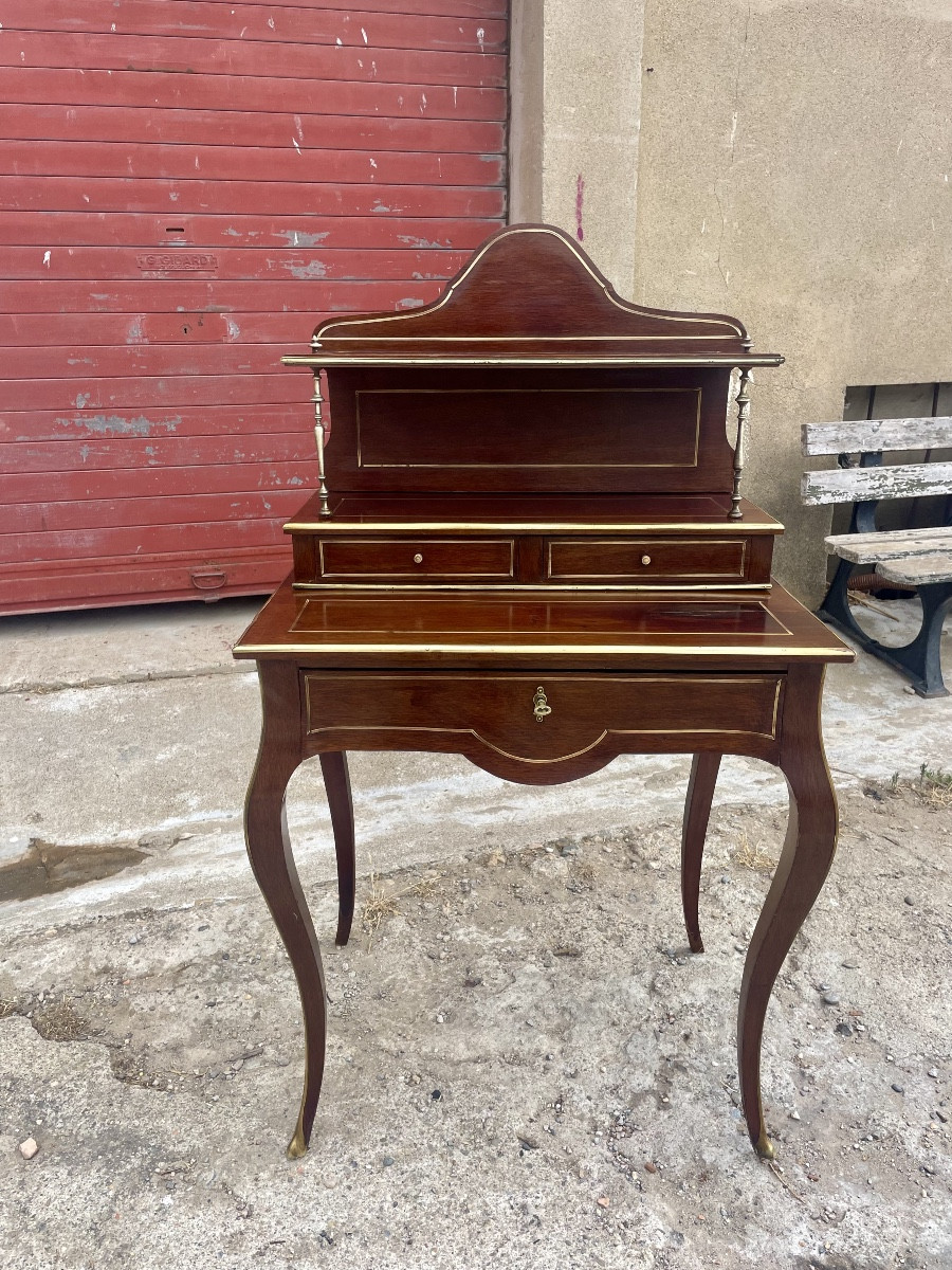 Bonheur Du Jour, Louis XV, In Mahogany From The 19th Century 