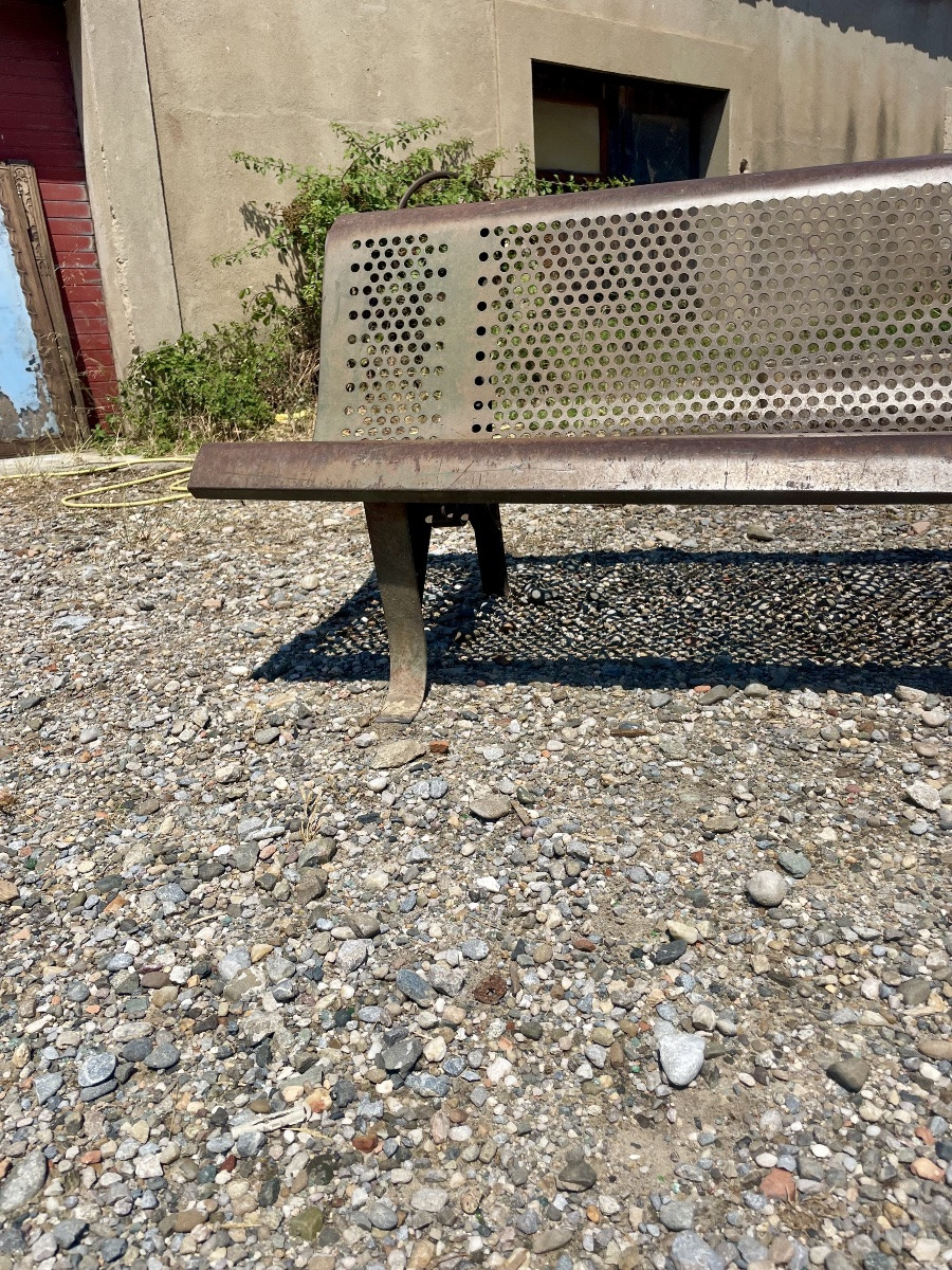 Large Iron Garden Bench, Period, 1900-photo-7