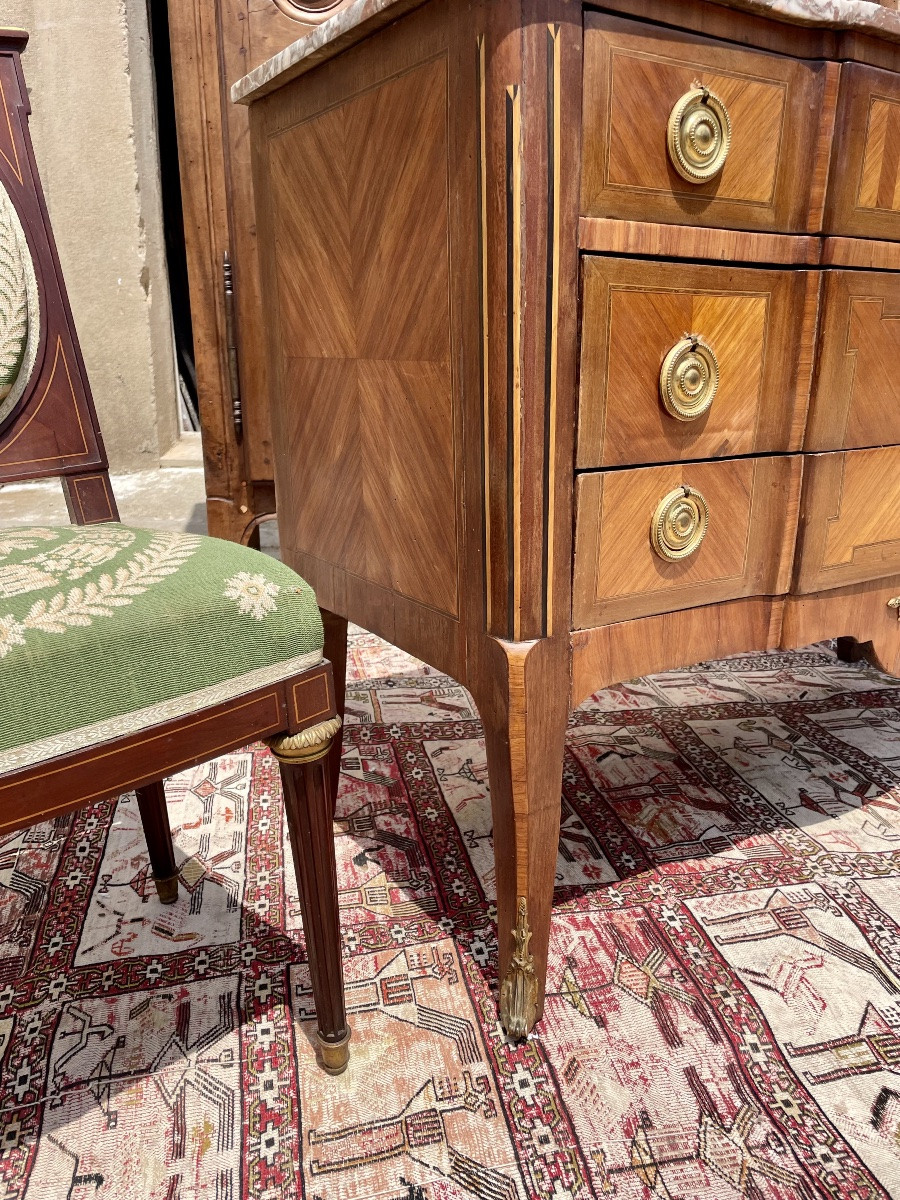 Louis XVI Transitional Chest Of Drawers, In 19th Century Marquetry -photo-4