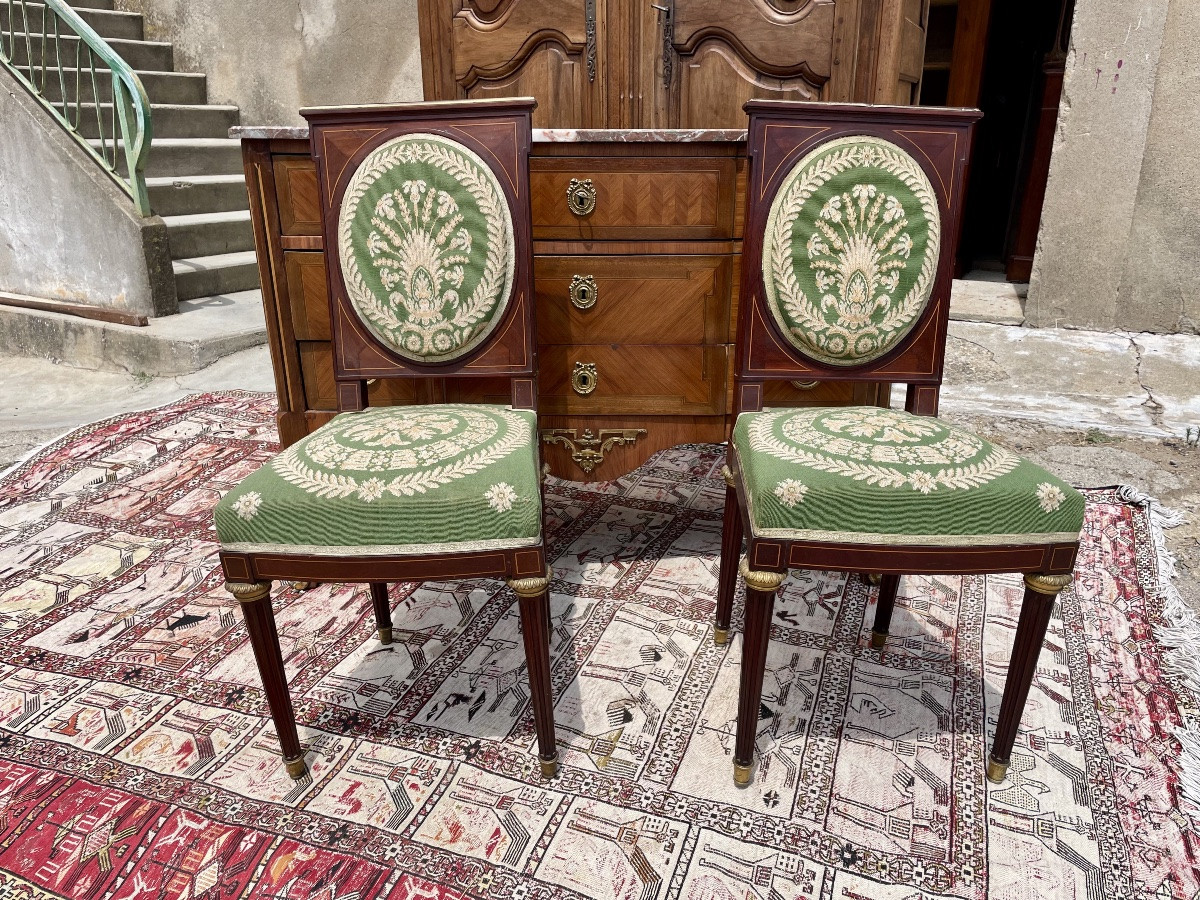 Paire de Chaises , empire d’apparat en acajou d’époque XIXÉ siècle -photo-3