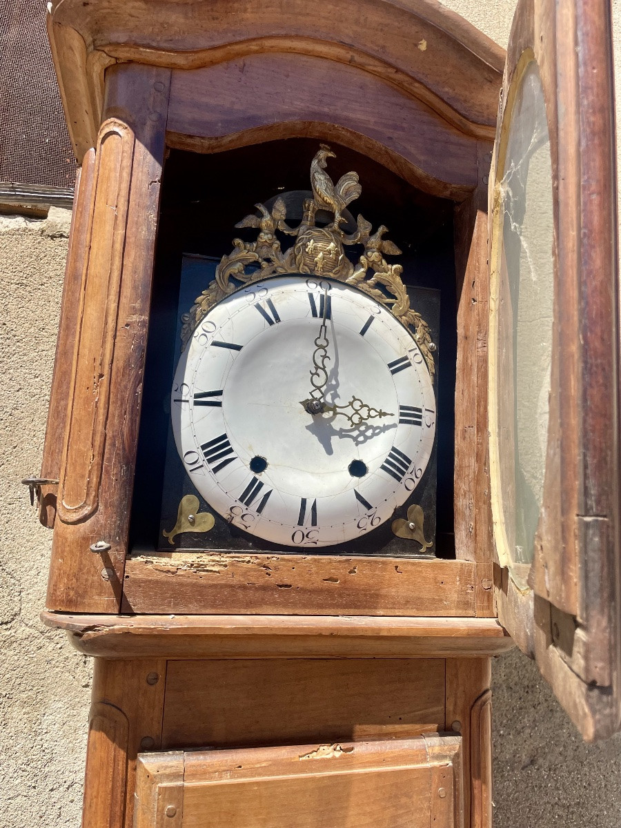 Horloge de parquet, régence en noyer d’époque XVIIIem siècle -photo-6