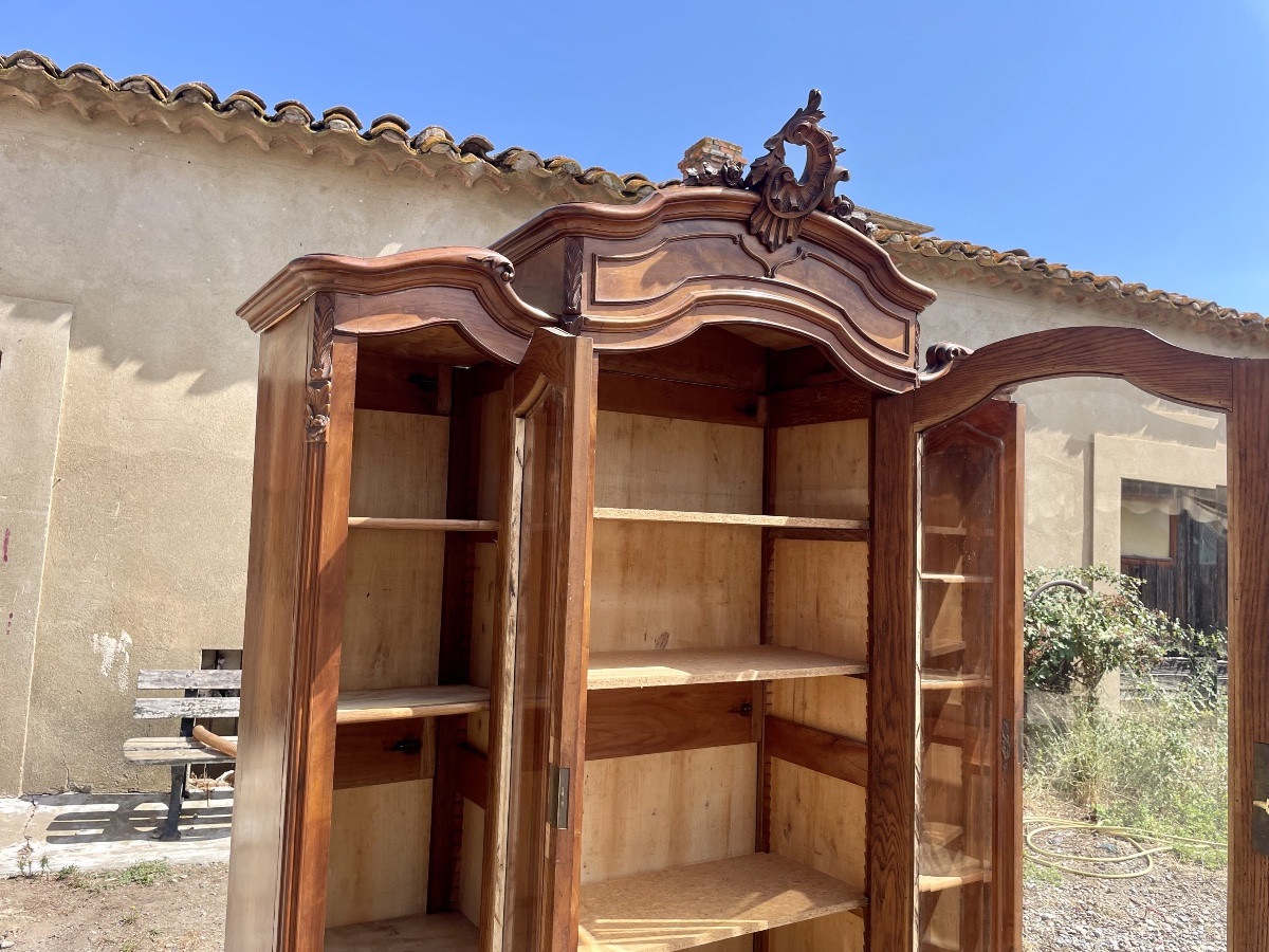 Grande Bibliothèque,,,, Louis XV,  noyer d époque XIXÉM siècle -photo-2