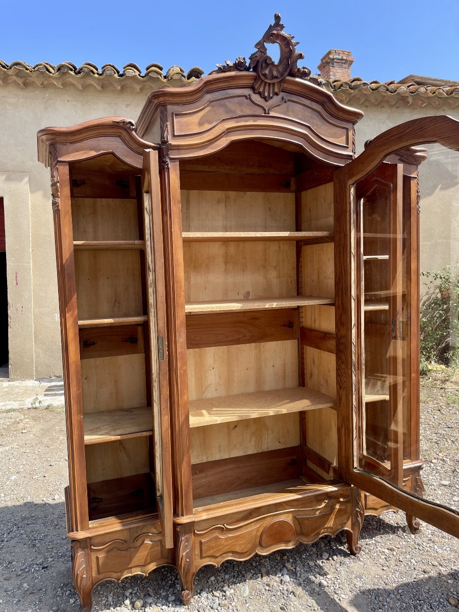 Grande Bibliothèque,,,, Louis XV,  noyer d époque XIXÉM siècle -photo-3