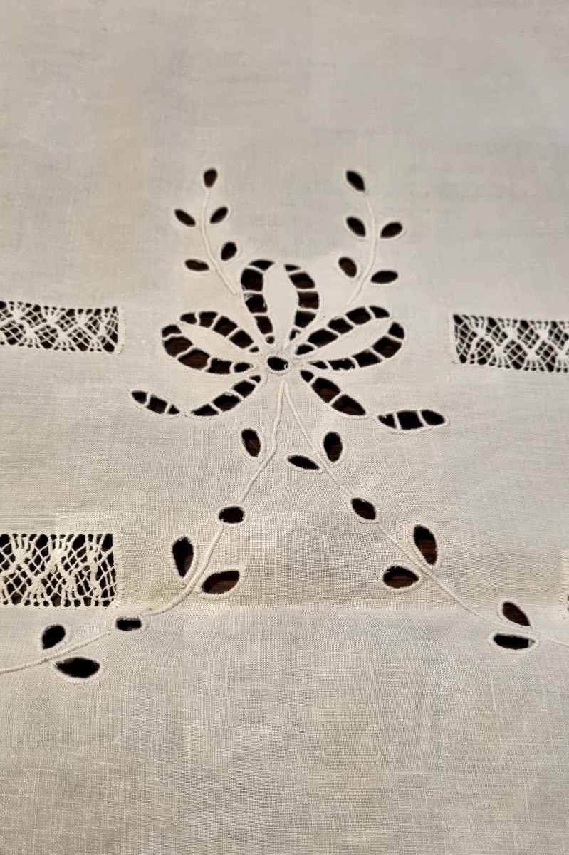 Antique Table Service, Richelieu Embroidery, Late 19th Century-photo-4