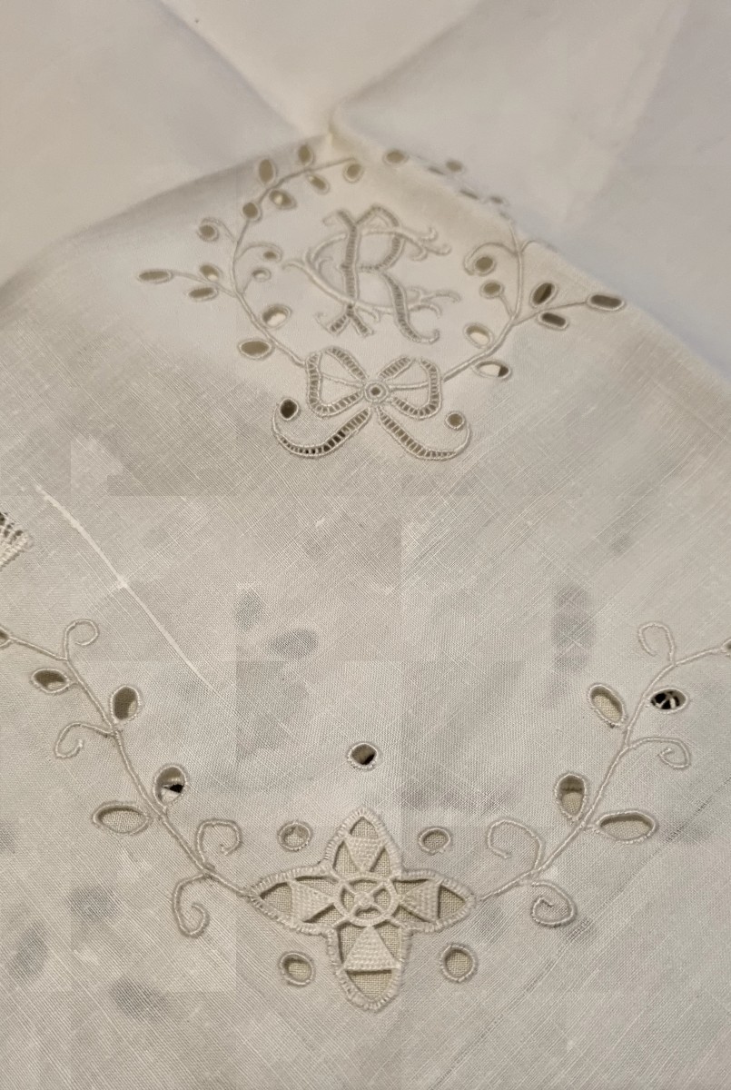 Antique Table Service, Richelieu Embroidery, Late 19th Century-photo-7