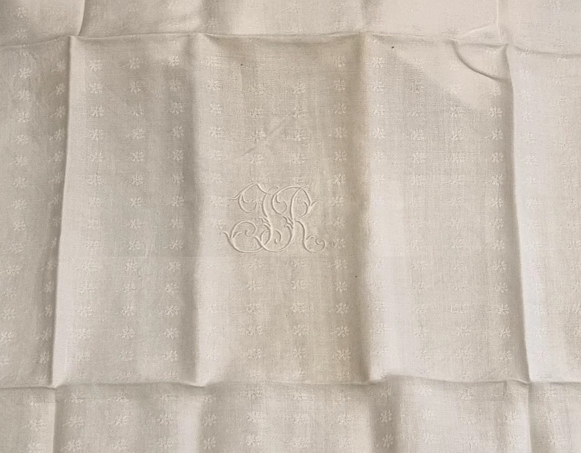 Service de table nappes et serviettes damassé monogramme époque XIXé-photo-7