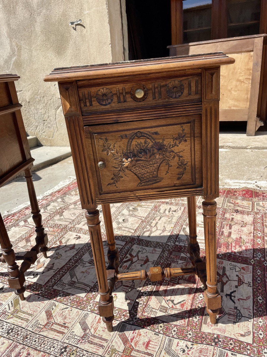 Pair Of Napoleon III Walnut Bedside Tables From The 19th Century -photo-4