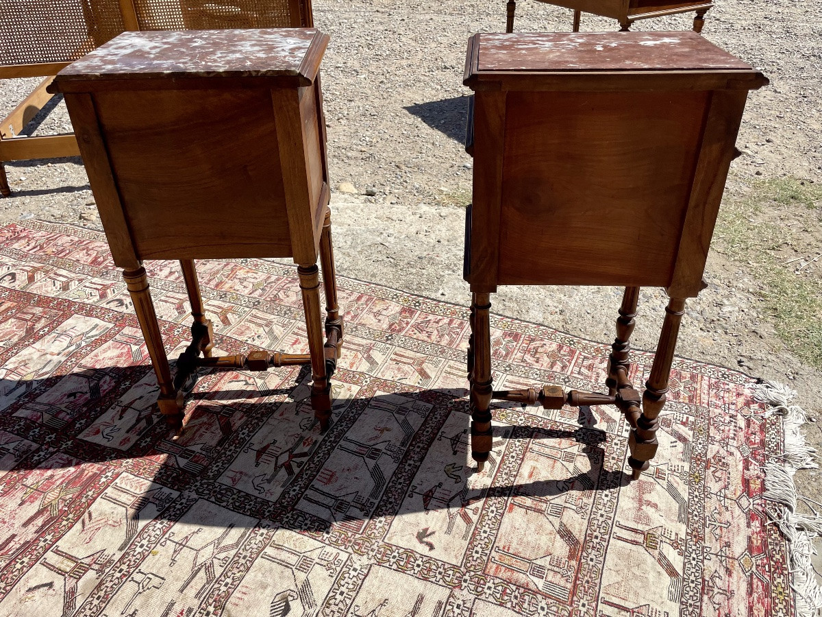 Pair Of Napoleon III Walnut Bedside Tables From The 19th Century -photo-5