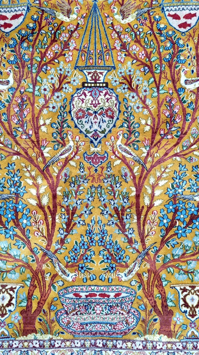 Tapis Persan en soie de Qom époque XXé -photo-3