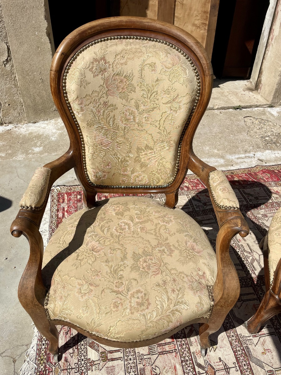 Set Of Three Louis XV Armchairs, 19th Century -photo-2