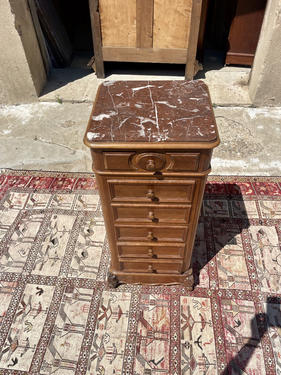 Napoleon III Bedside Table, In Walnut, 19th Century -photo-7