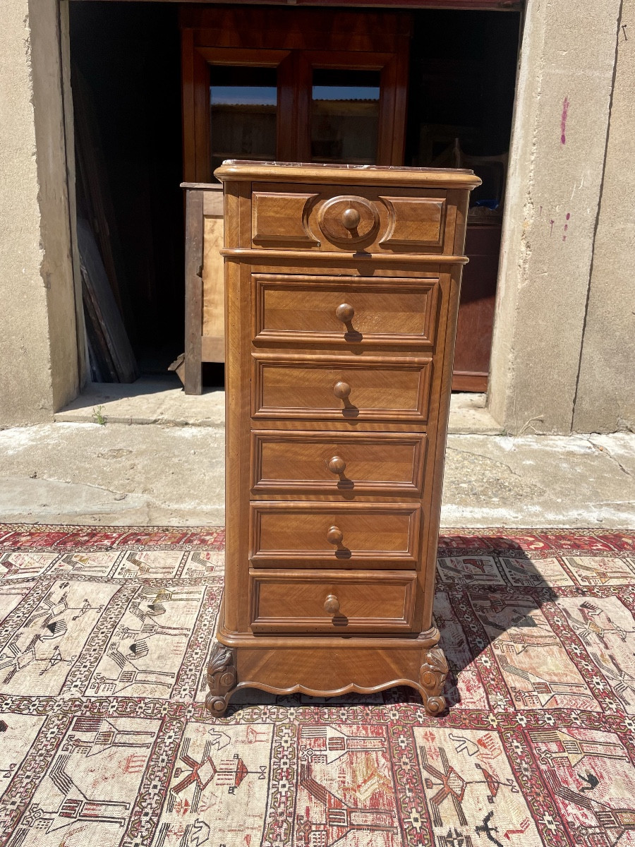 Napoleon III Bedside Table, In Walnut, 19th Century 