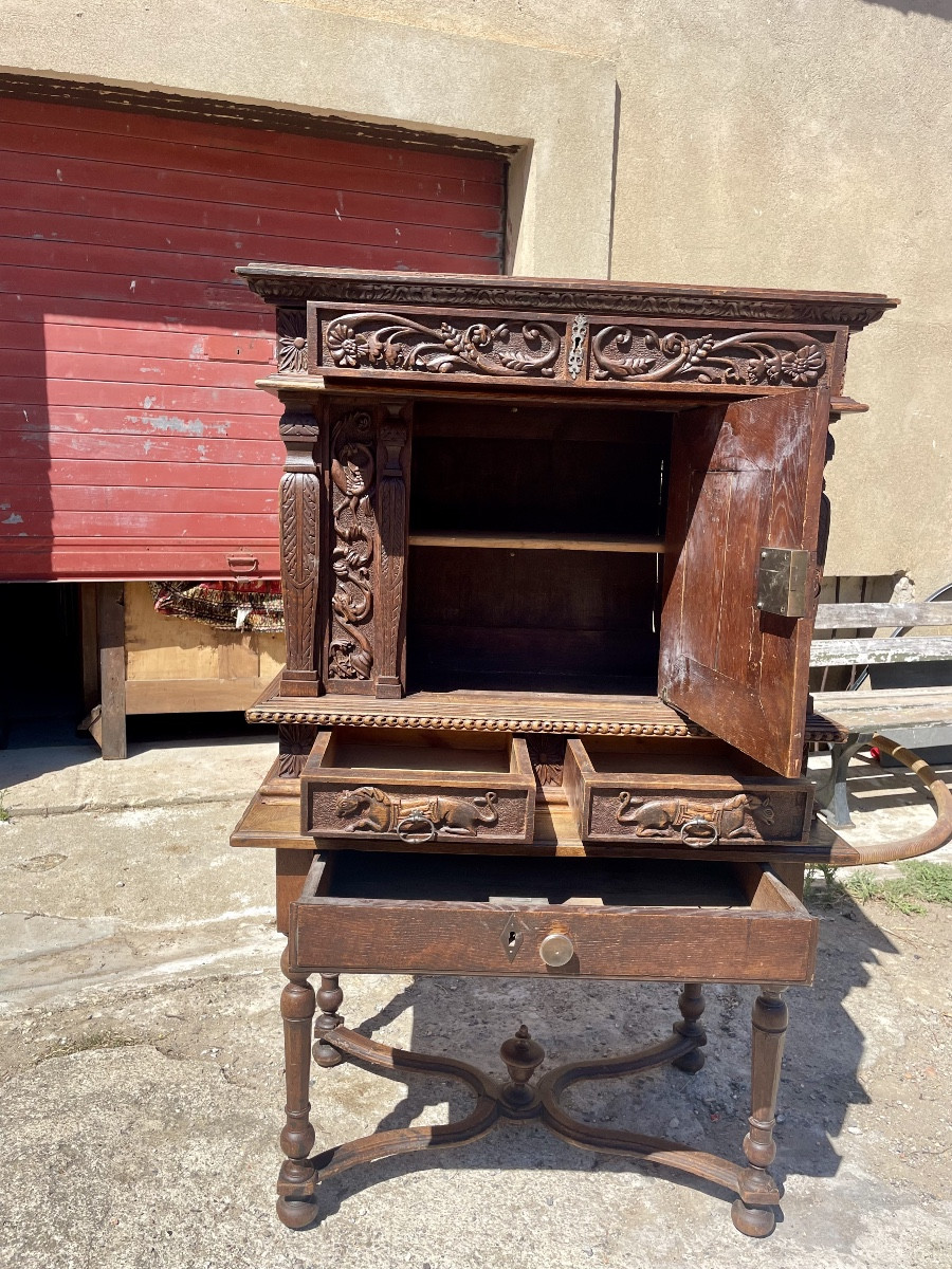 Louis XIII Cabinet, In Oak From The 18th Century -photo-4