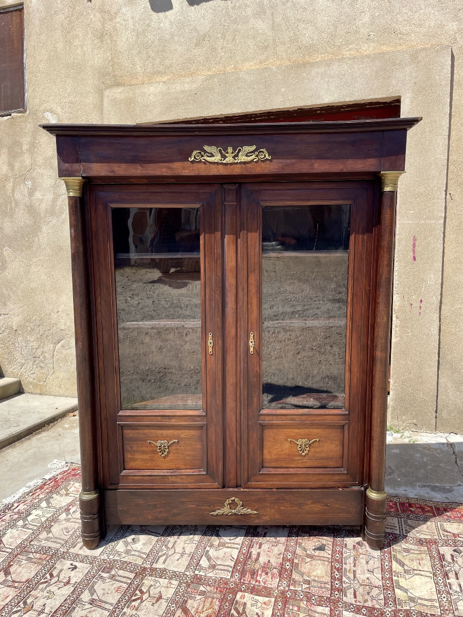 Bibliothèque,,,, à colonne, détachées en acajou, massif d’époque XIXEm siècle 