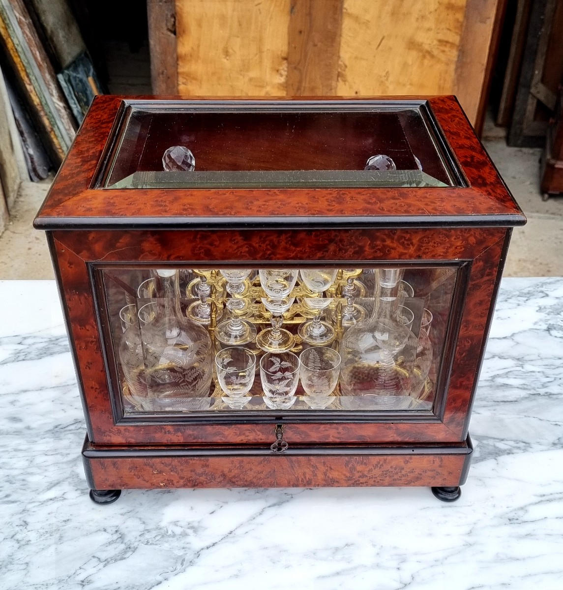 Napoleon III Liqueur Cellar In Burl From The 19th Century -photo-2
