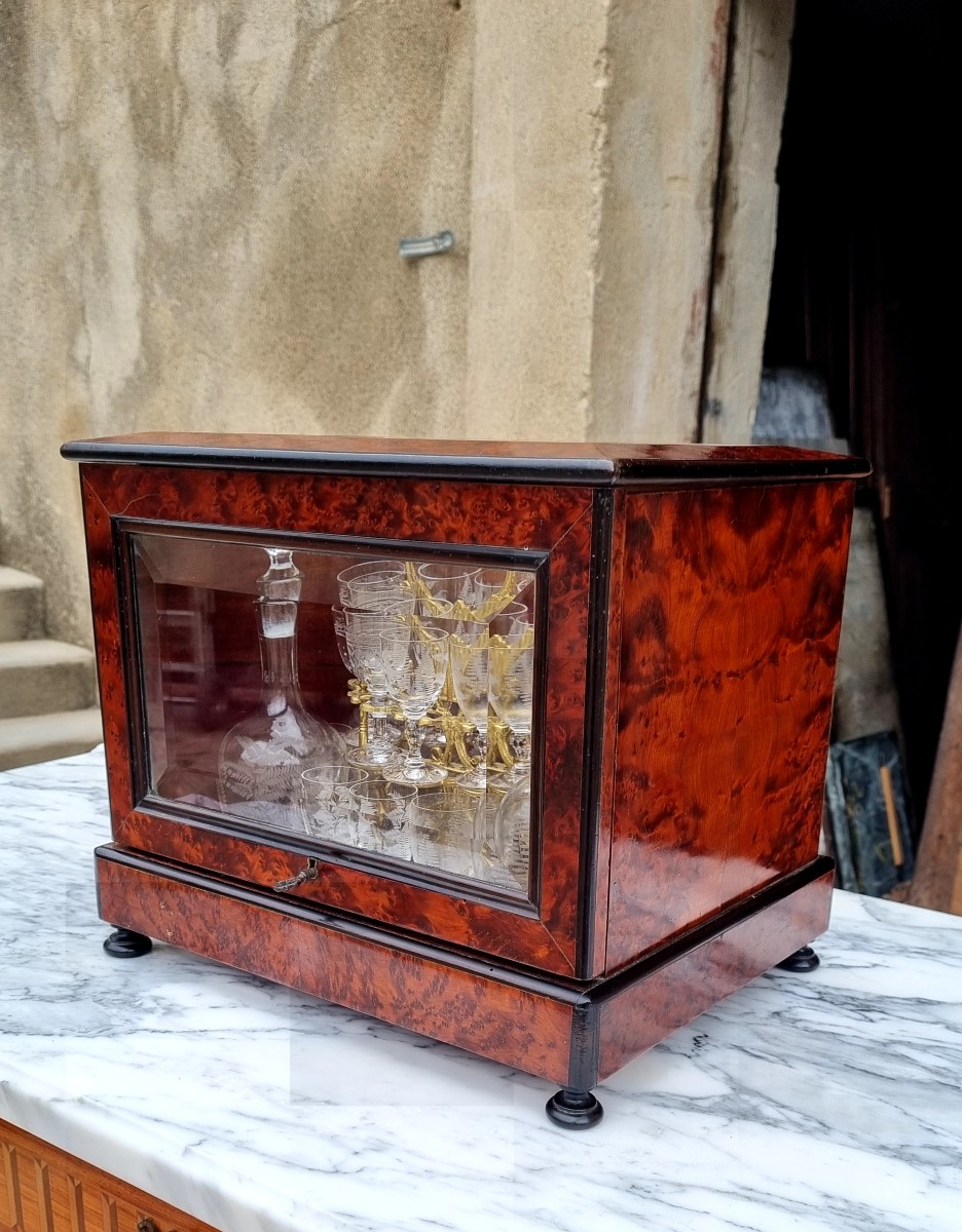 Napoleon III Liqueur Cellar In Burl From The 19th Century -photo-3