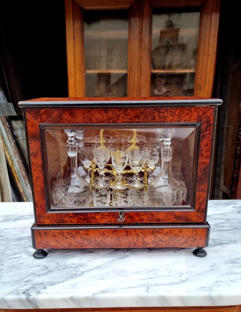Napoleon III Liqueur Cellar In Burl From The 19th Century 