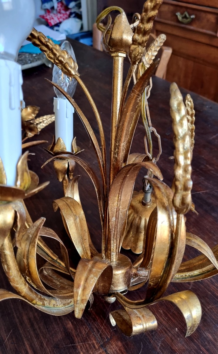 Gold Leaf Lighting Set, Italy 1960-photo-3