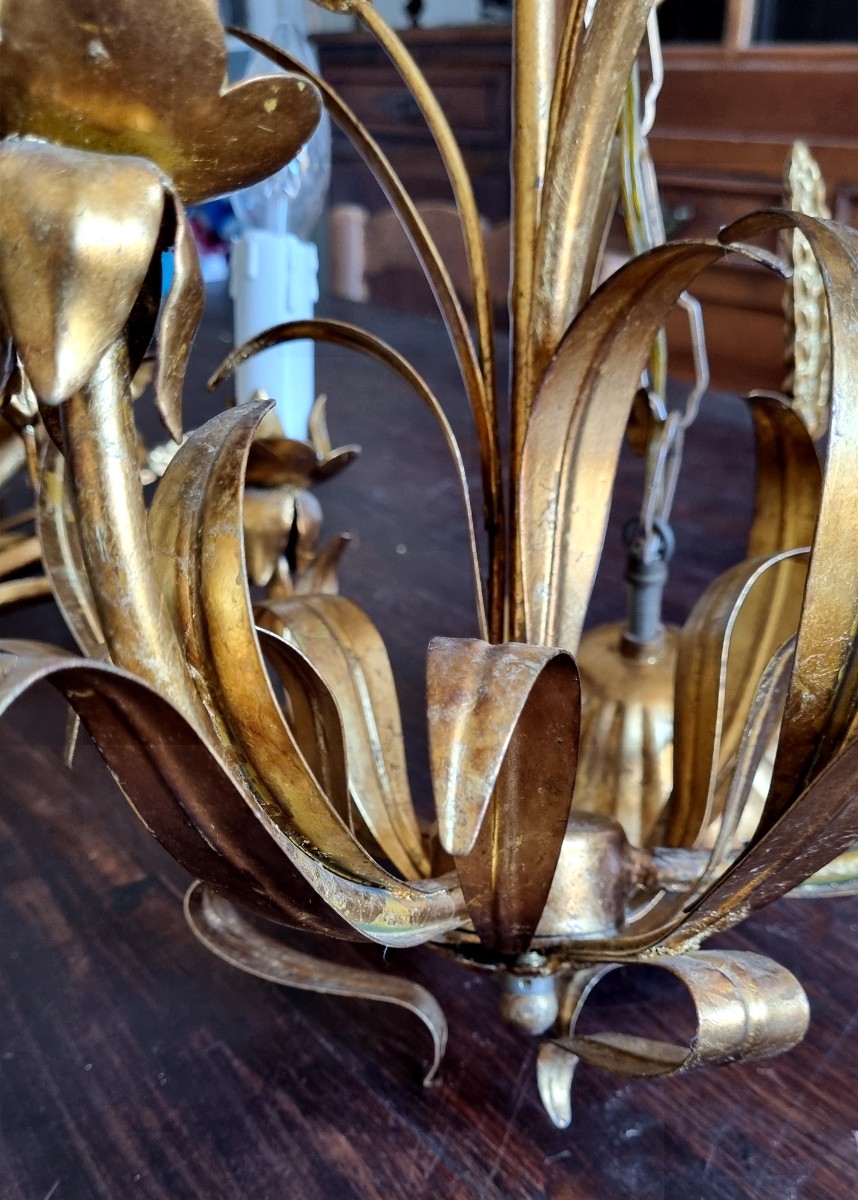Gold Leaf Lighting Set, Italy 1960-photo-4