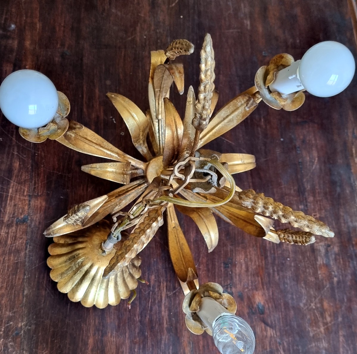 Gold Leaf Lighting Set, Italy 1960-photo-1