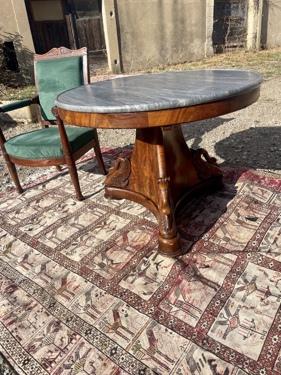 19th Century Empire Mahogany Swan-neck Pedestal Table -photo-2