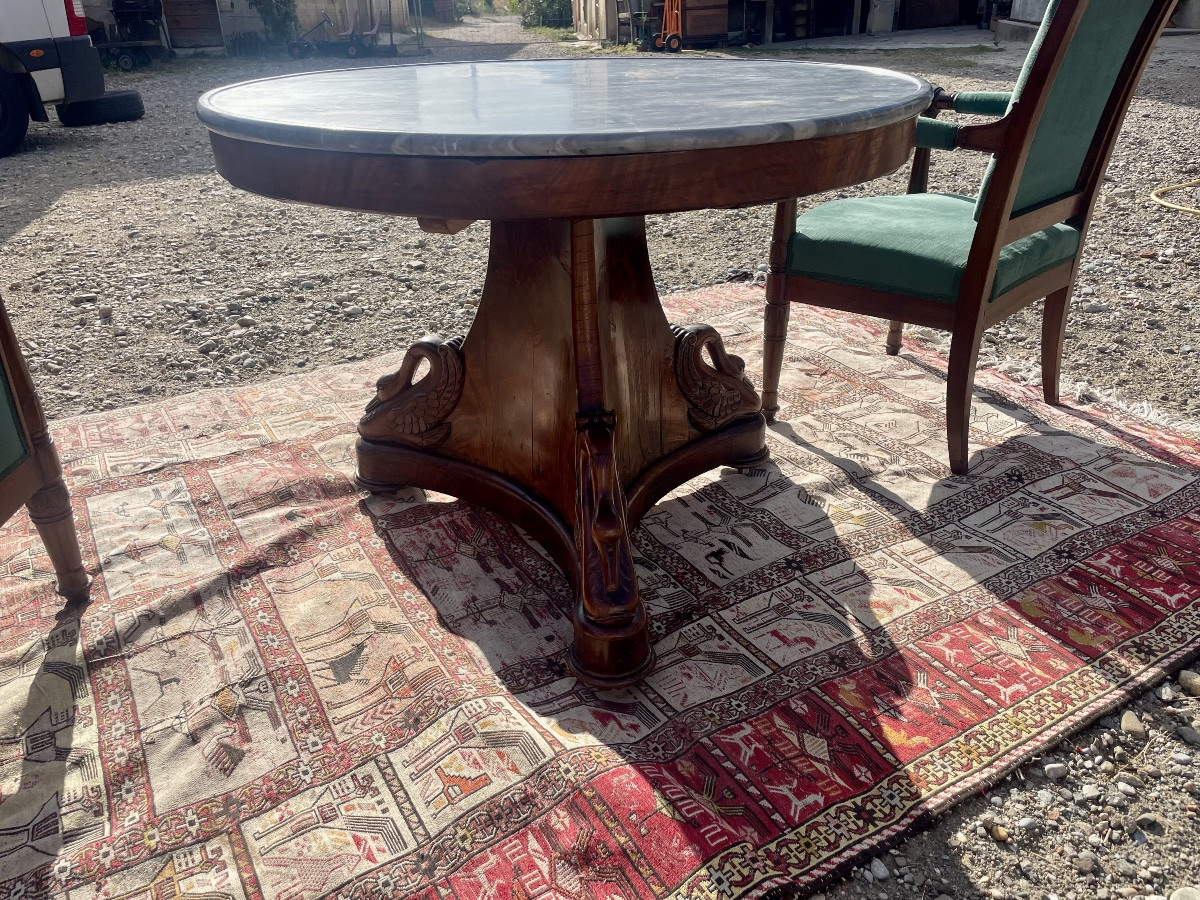 19th Century Empire Mahogany Swan-neck Pedestal Table -photo-3