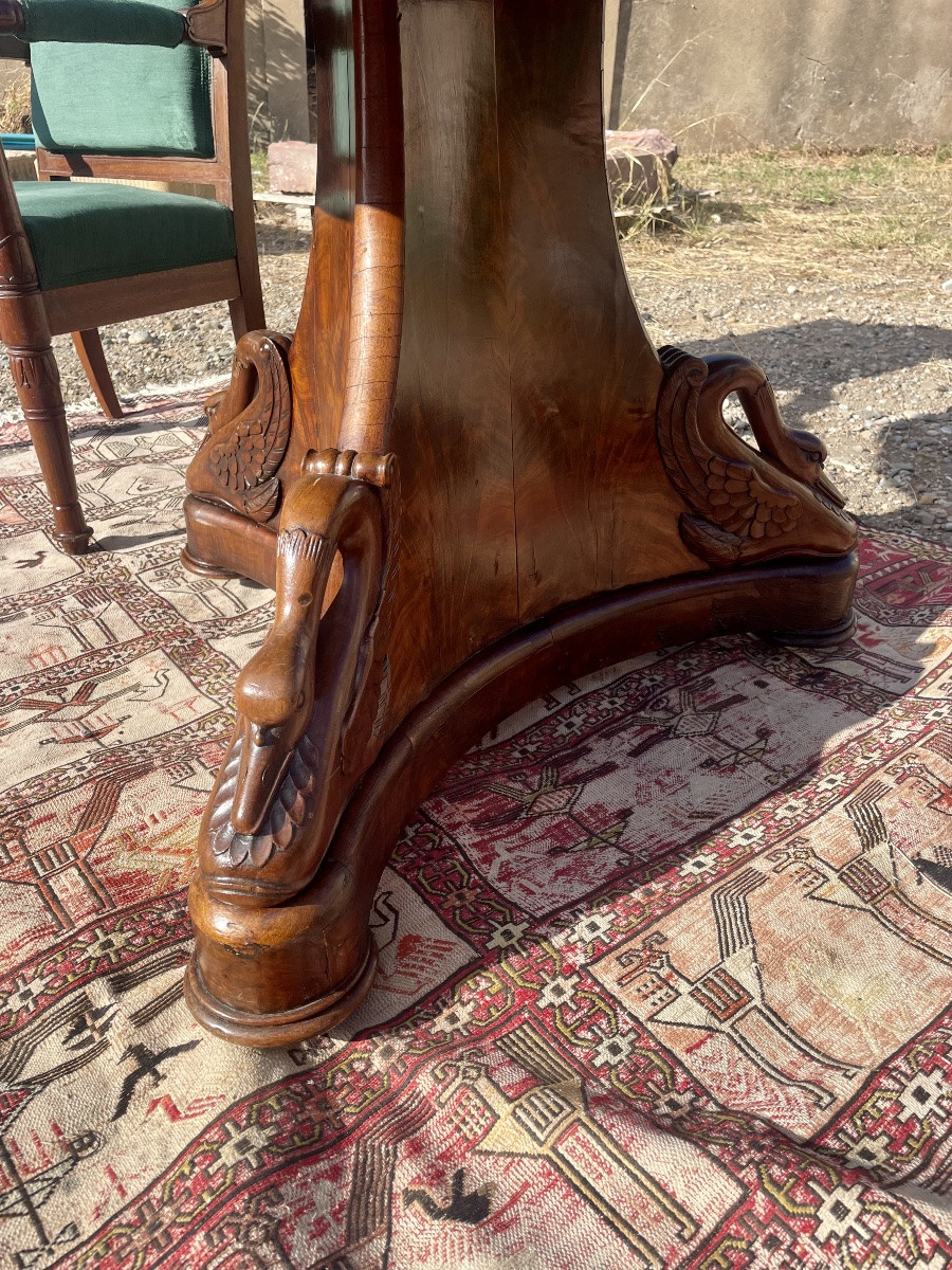 19th Century Empire Mahogany Swan-neck Pedestal Table -photo-4