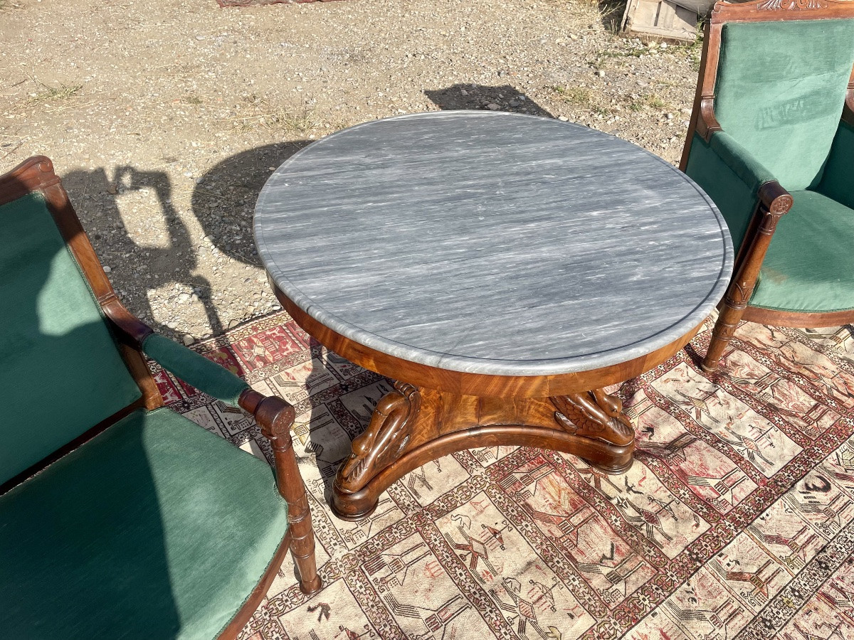19th Century Empire Mahogany Swan-neck Pedestal Table -photo-6
