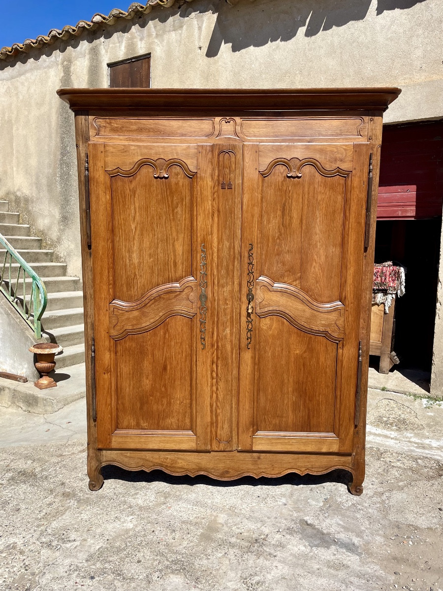 Louis XV Wardrobe In Blond Oak, 18th Century 